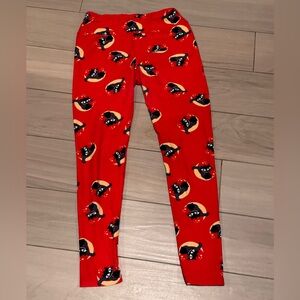 Lula roe Women's Red Cat Pattern Leggings small - MEDIUM